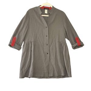 Moonlight Y&S Fashion Design Women's Long Sleeve Stripe Button Up Tunic Small